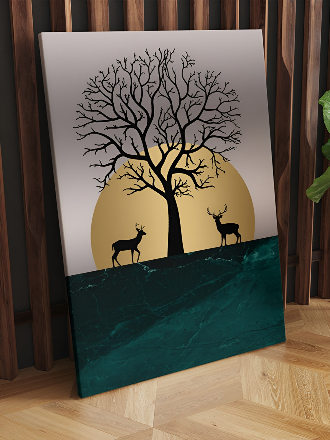 

CLAWCRAFTS Black & Grey Wooden Painting Wall Art