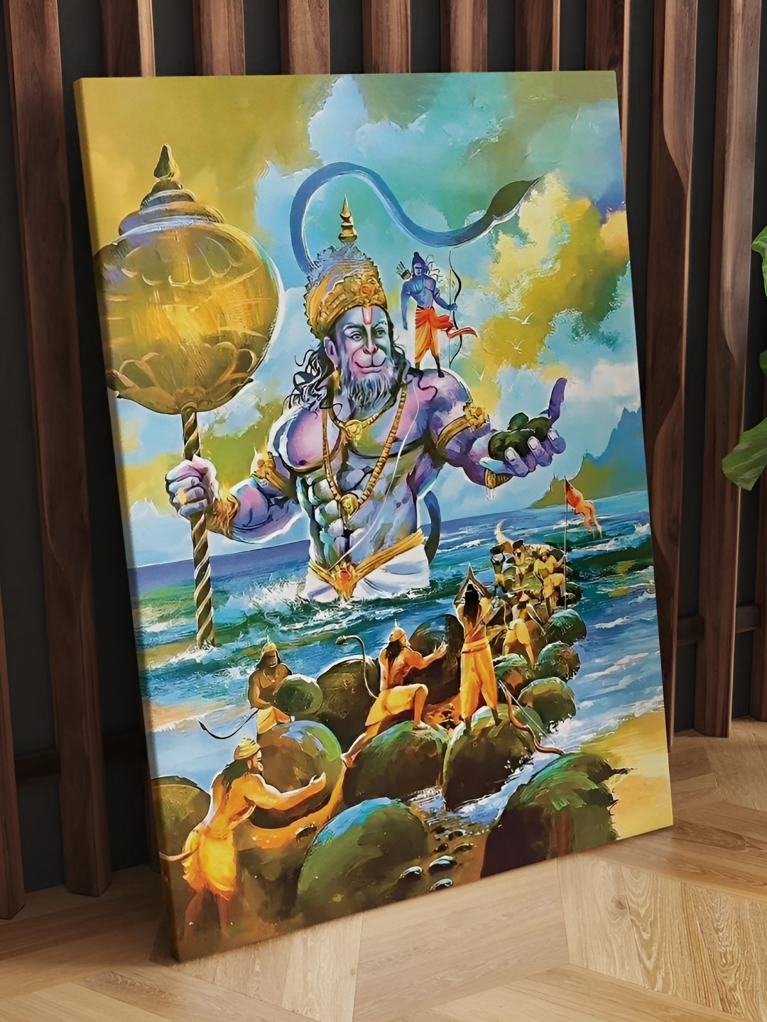 

CLAWCRAFTS Blue Wooden Religious Painting Wall Art