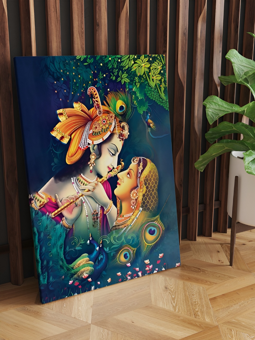 

CLAWCRAFTS Blue & Orange Canvas Religious Painting Wall Art