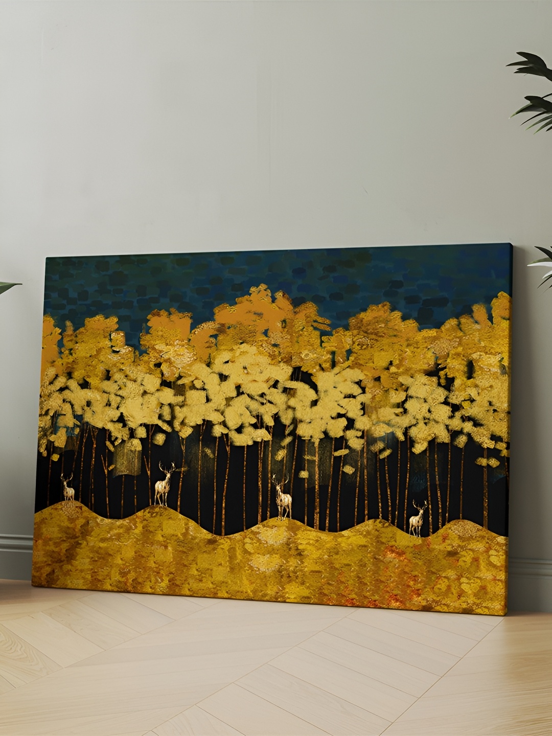 

CLAWCRAFTS Black & Yellow Canvas Painting Wall Art