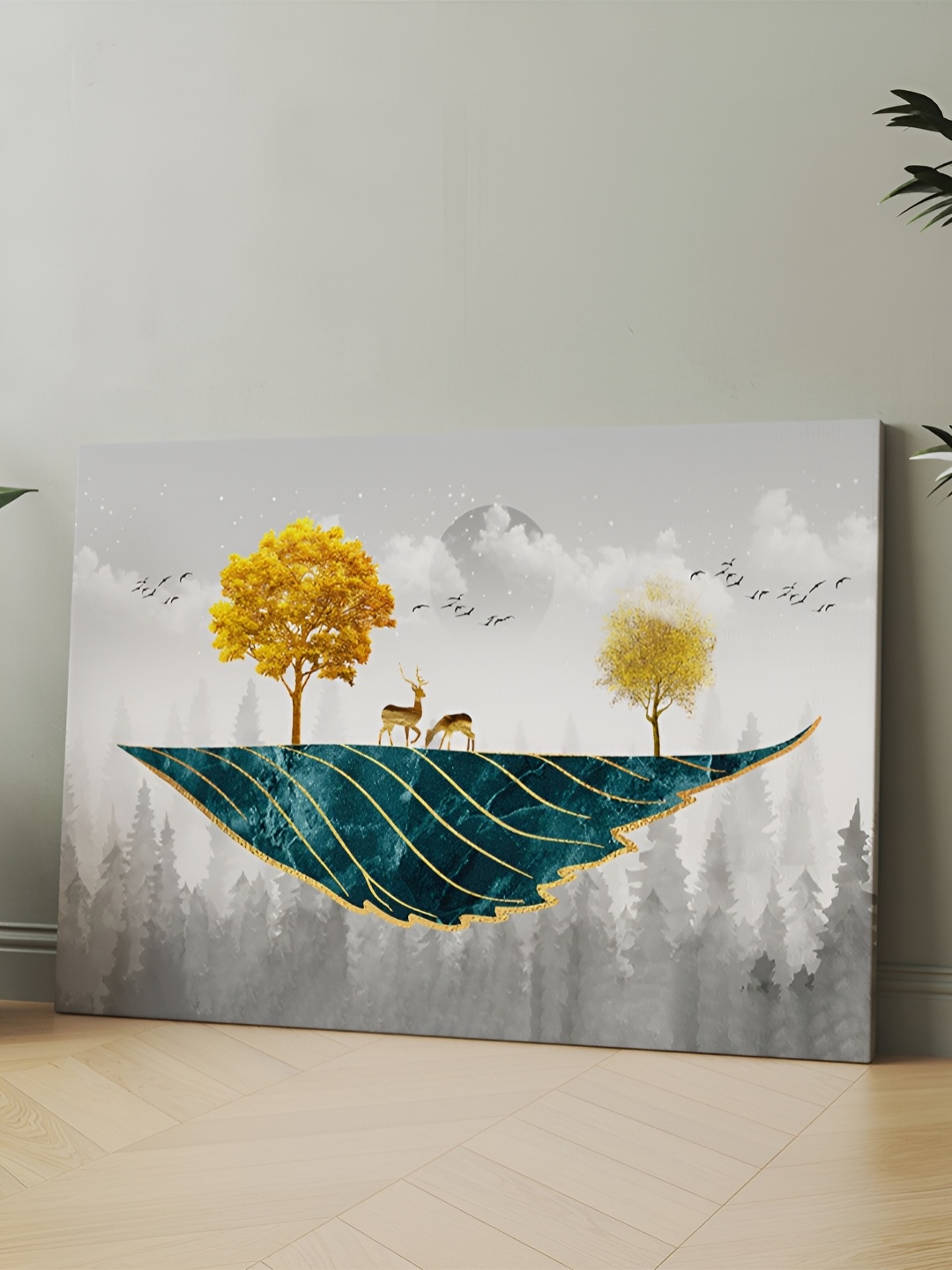 

CLAWCRAFTS White Wooden Abstract Painting Wall Art