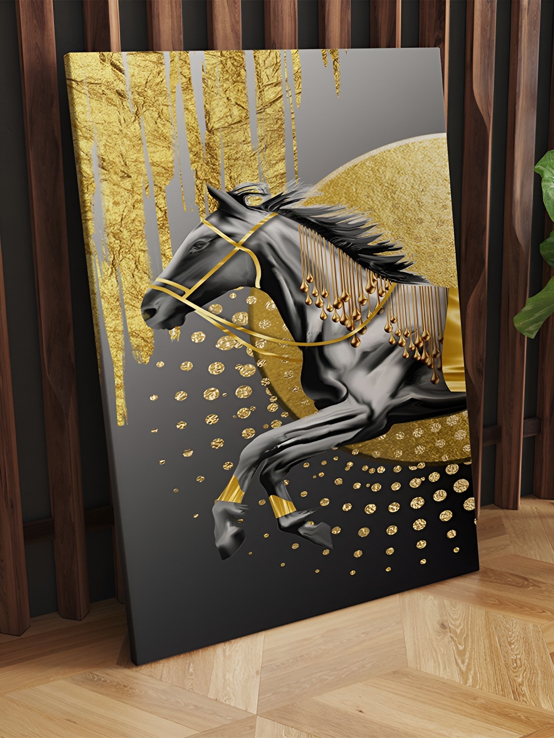 

CLAWCRAFTS Black & Yellow Canvas Animal Painting Wall Art