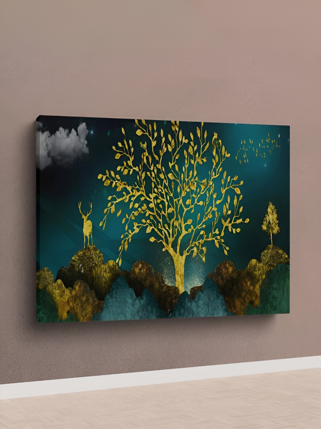 

CLAWCRAFTS Green & Yellow Canvas Painting Wall Art