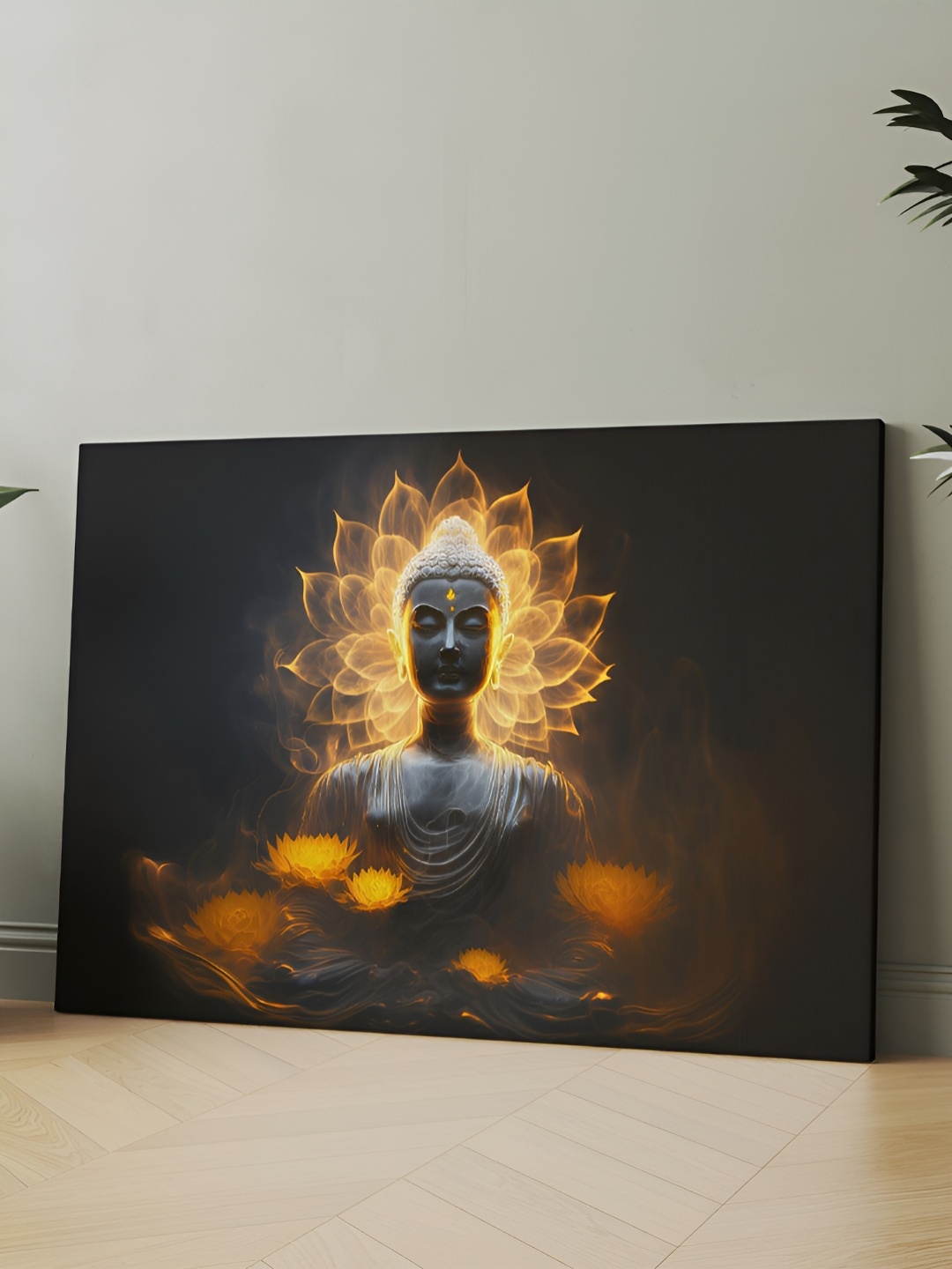 

CLAWCRAFTS Black & Yellow Canvas Religious Painting Wall Art