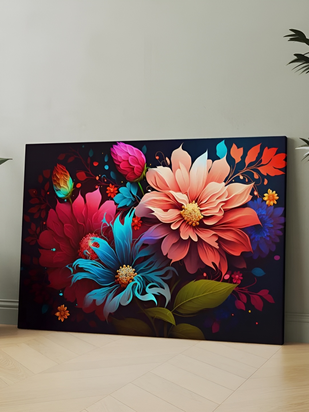 

CLAWCRAFTS Pink Wooden Floral Painting Wall Art