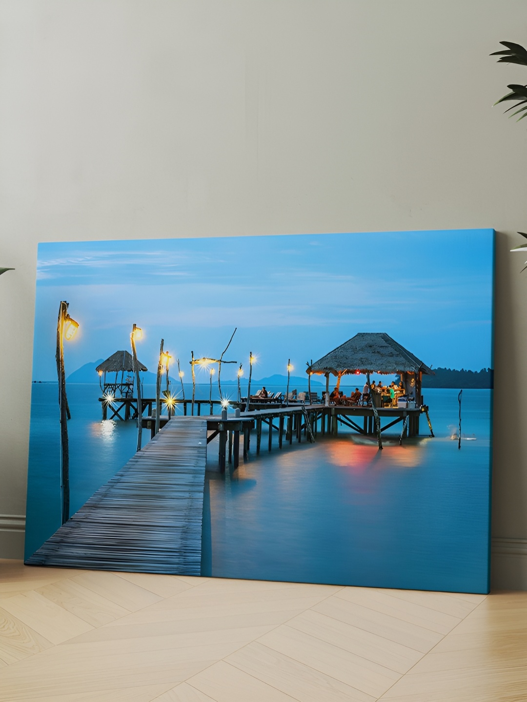 CLAWCRAFTS Blue Wooden Painting Wall Art
