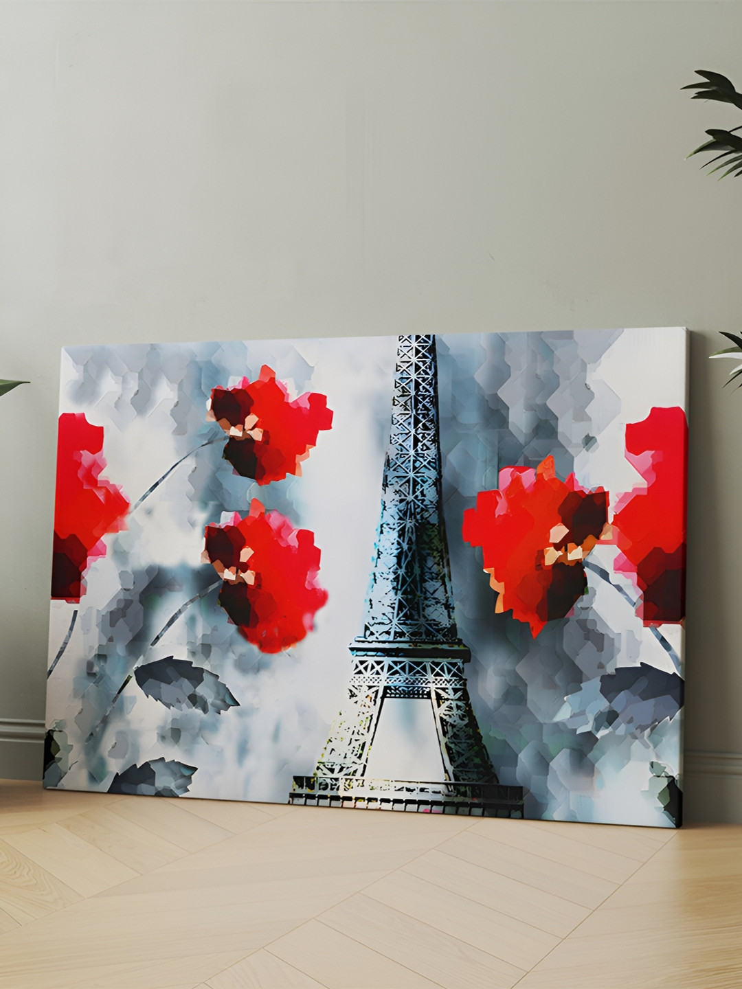 

CLAWCRAFTS Red & White Wooden Painting Wall Art