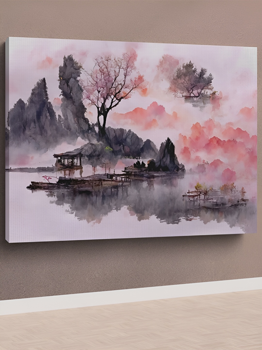 

CLAWCRAFTS Grey & Pink Wooden Painting Wall Art