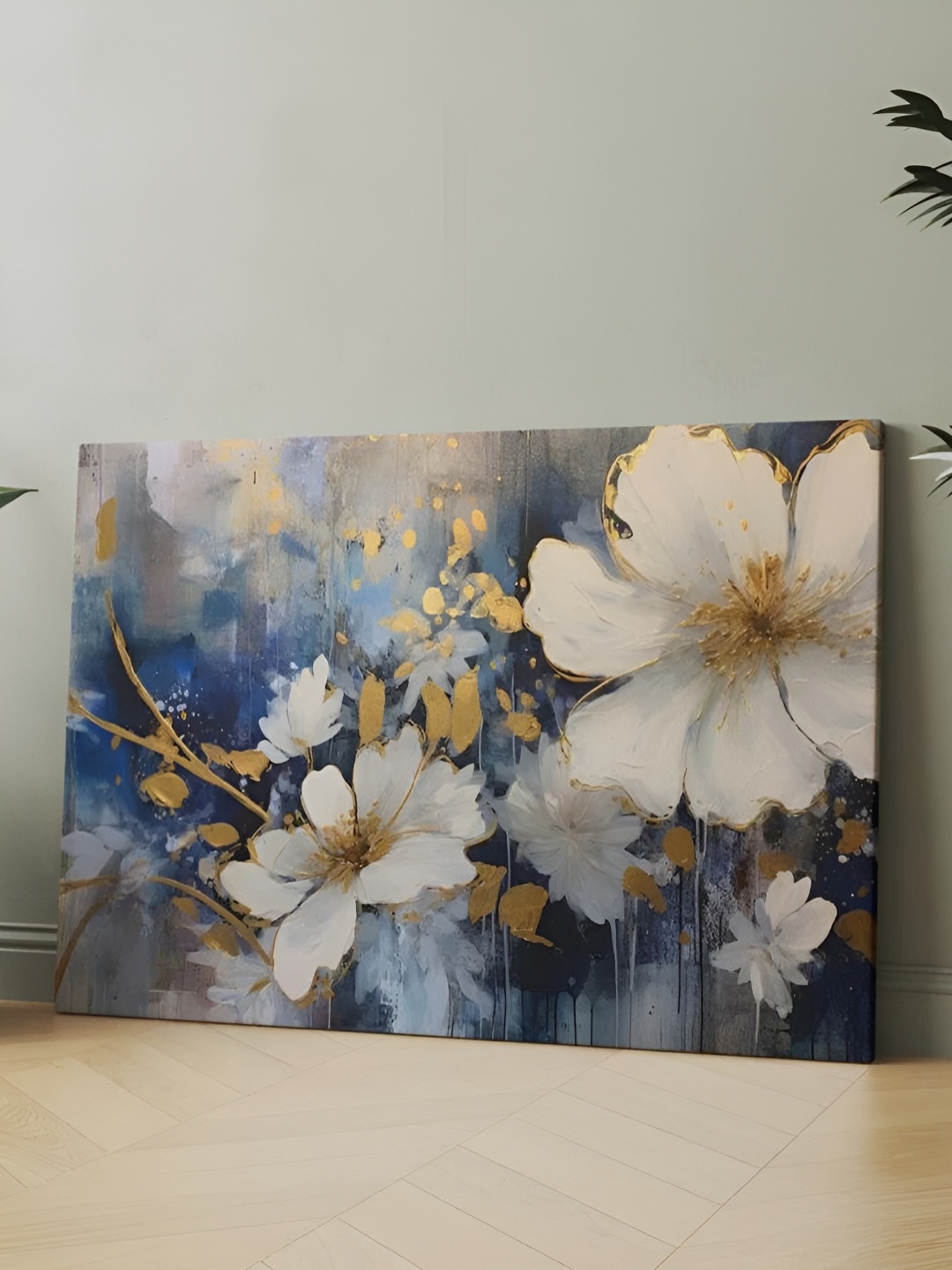 

CLAWCRAFTS Blue & White Wooden Painting Wall Art