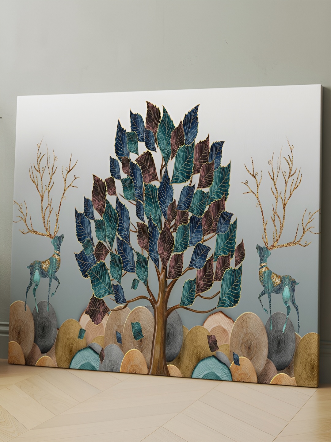 

CLAWCRAFTS Blue & Brown Wooden Painting Wall Art
