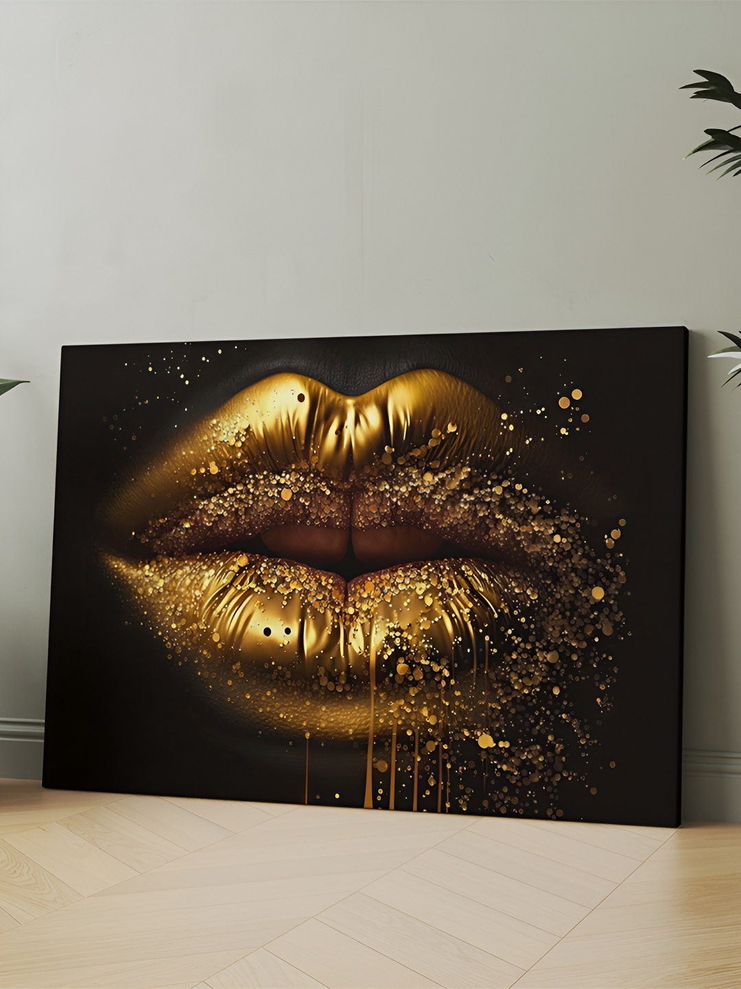 

CLAWCRAFTS Black & Gold Toned Wooden Painting Wall Art
