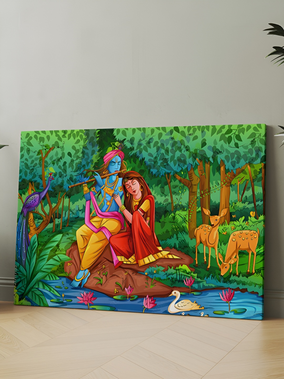 

CLAWCRAFTS Green & Blue Canvas Religious Painting Wall Art