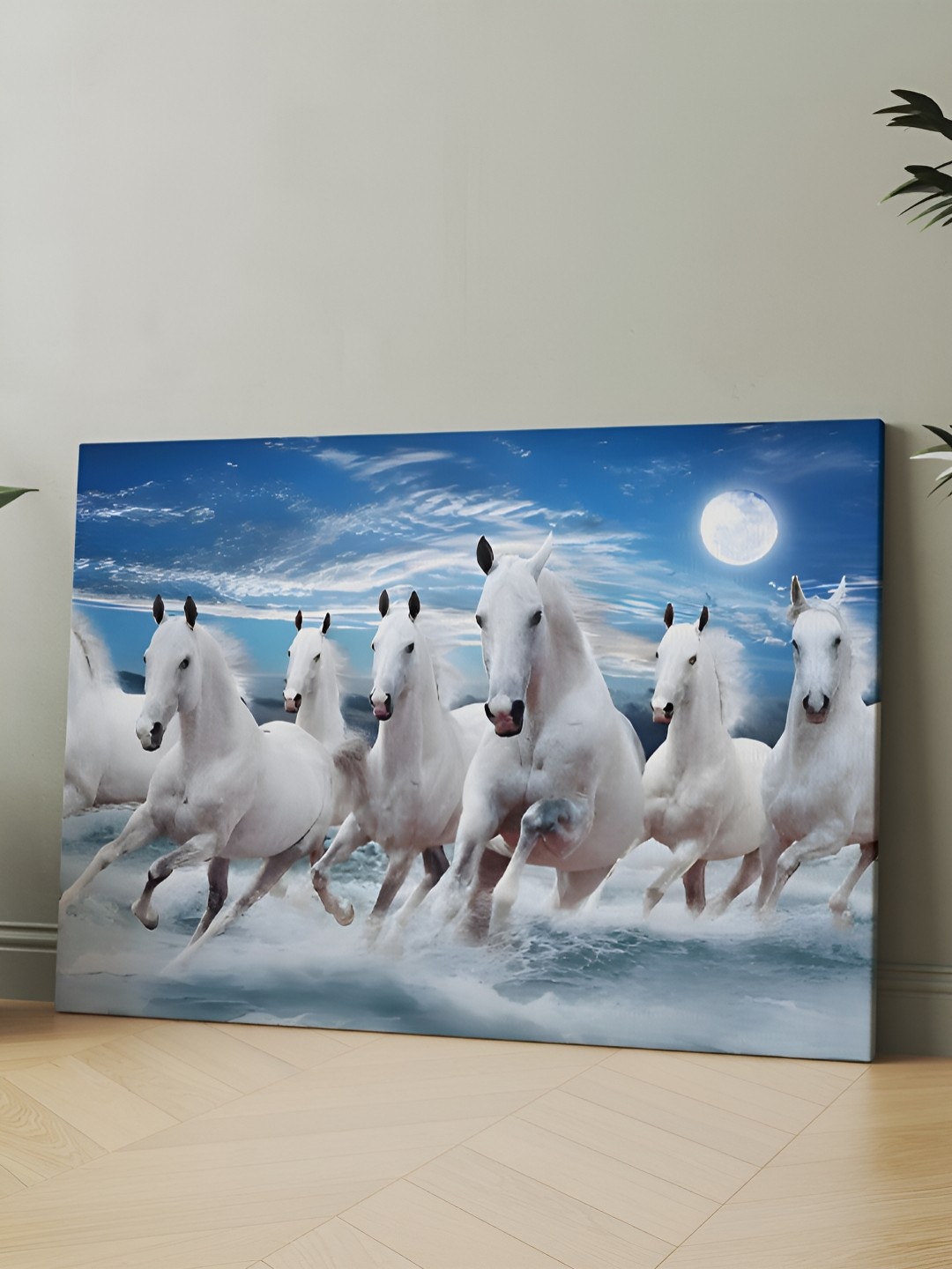 

CLAWCRAFTS Blue & White Canvas Animals Painting Wall Art