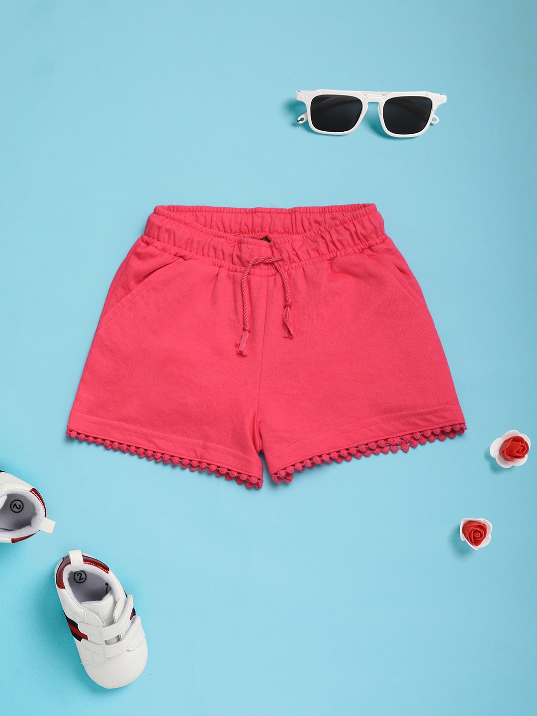 

V-Mart Girls Cotton Shorts, Fuchsia