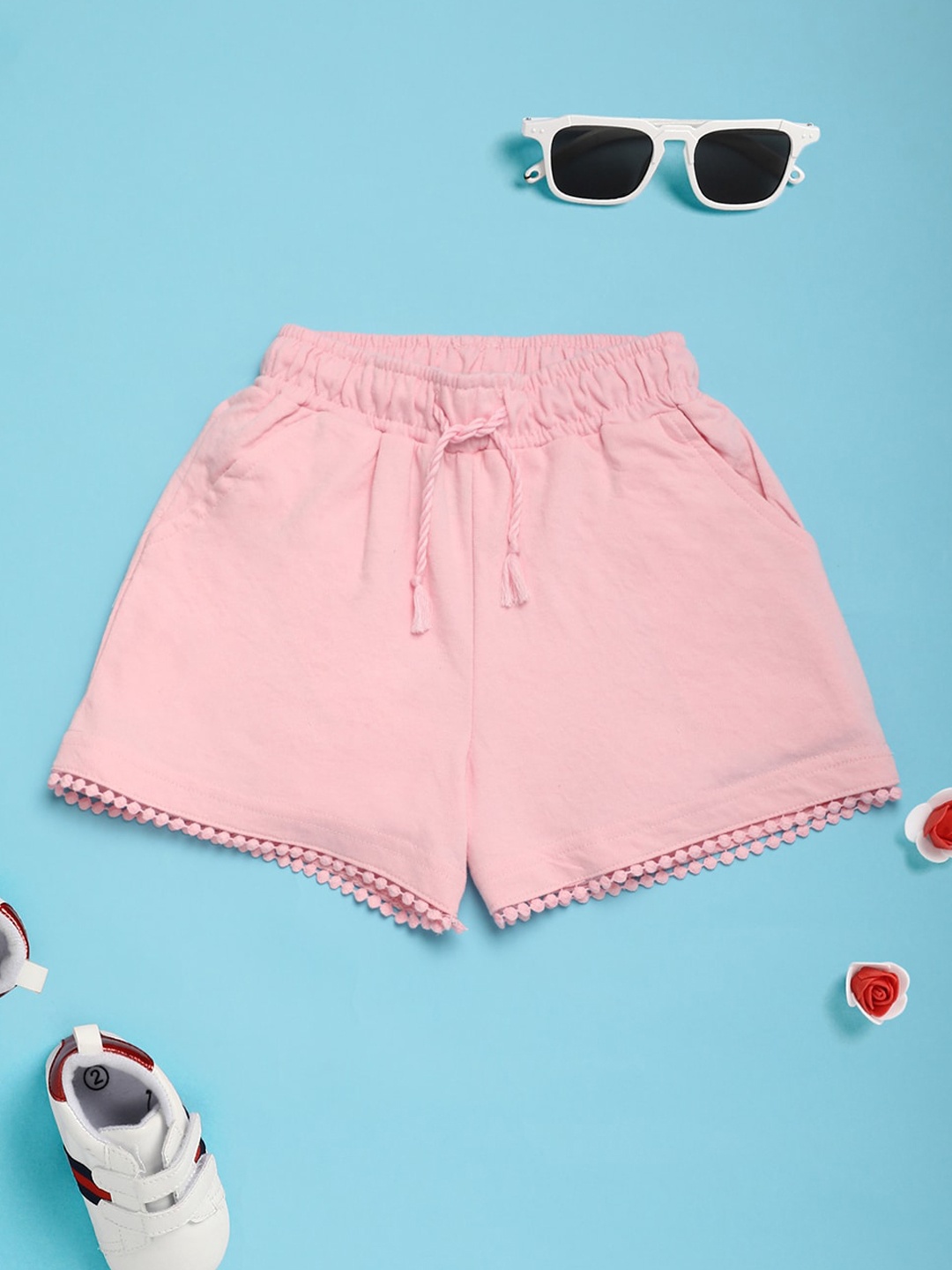 

V-Mart Girls Cotton Shorts, Pink