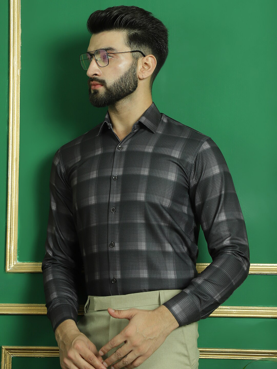 

Indian Needle Spread Collar Long Sleeves Classic Regular Fit Striped Cotton Formal Shirt, Brown