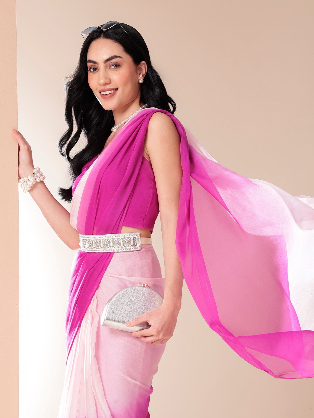 

DiraByDimple Ombre Dyed Sarees, Pink