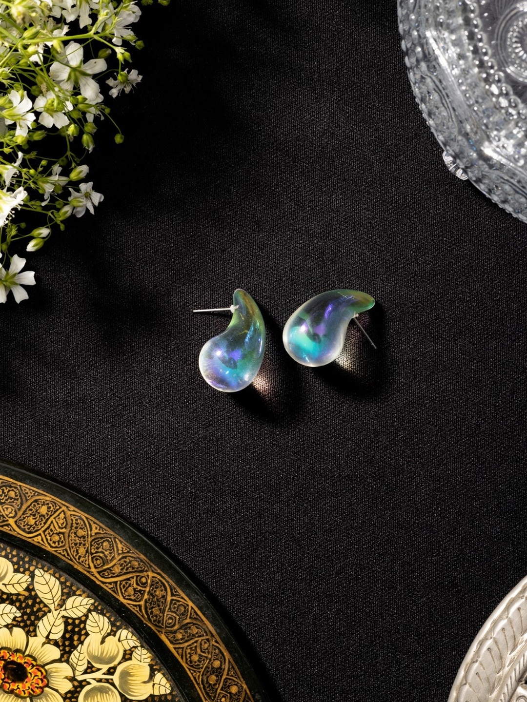 

Niscka Teardrop Shaped Studs, Silver