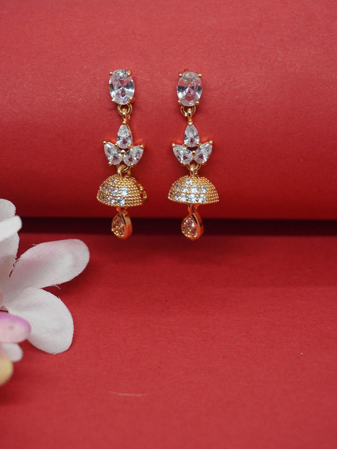 

Niscka Cubic Zirconia Gold Plated Jhumkas