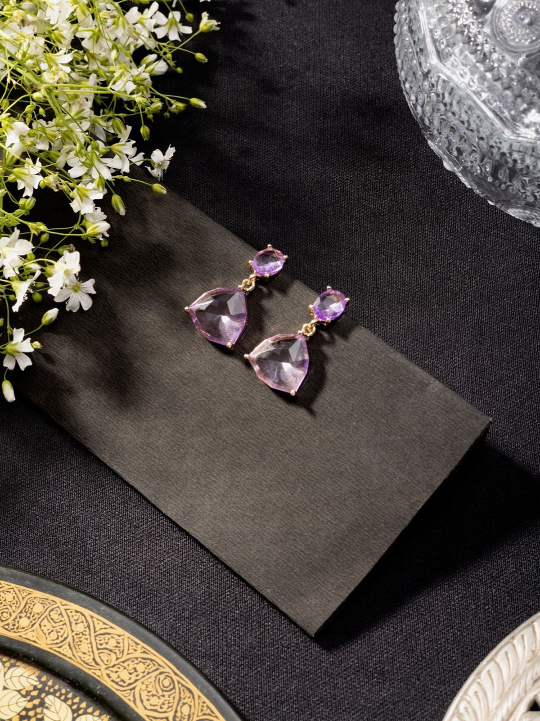 

Niscka Gold-Plated Circular Drop Earrings, Purple