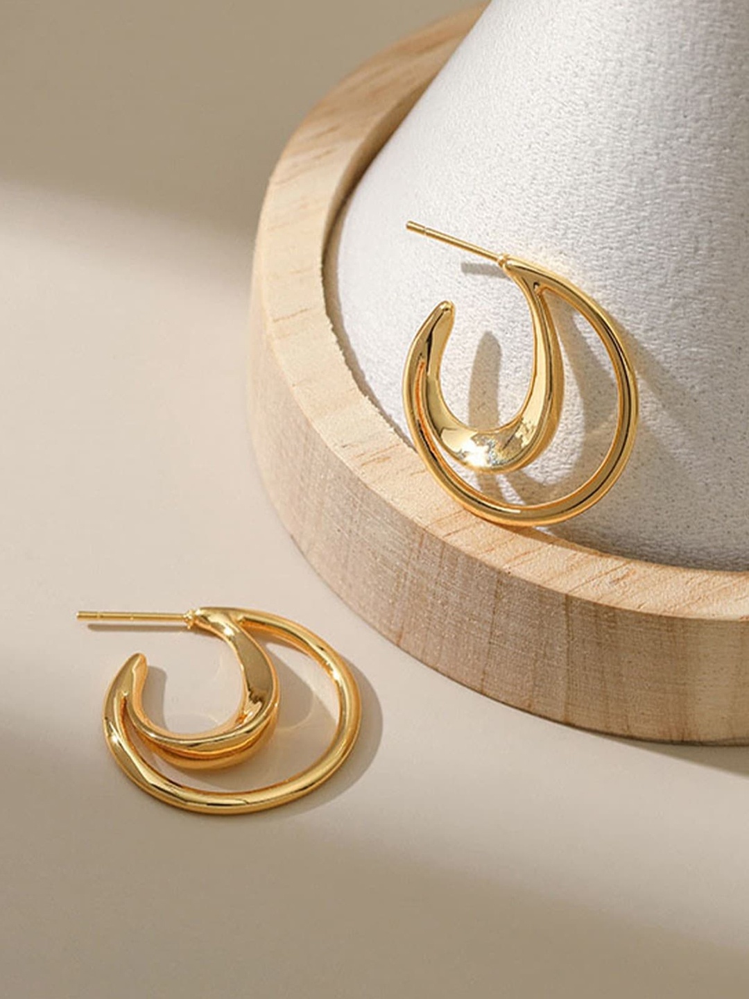 

Niscka Gold-Plated Contemporary Half Hoop Earrings