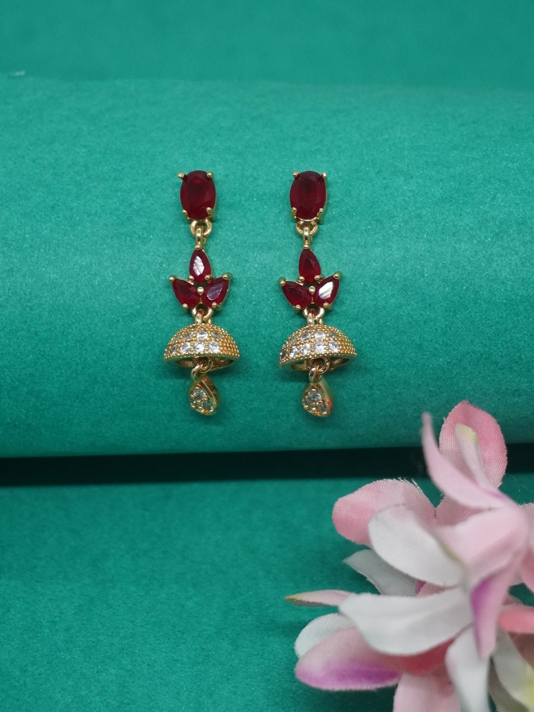 

Niscka Cubic Zirconia Gold Plated Jhumkas