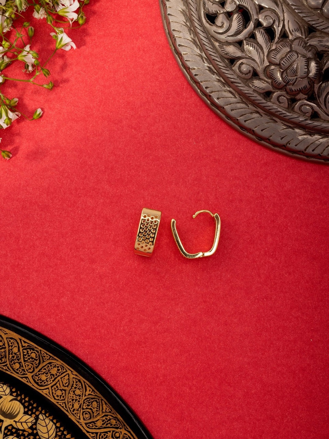 

Niscka Gold-Plated American Diamond Studded Classic Hoop Earrings