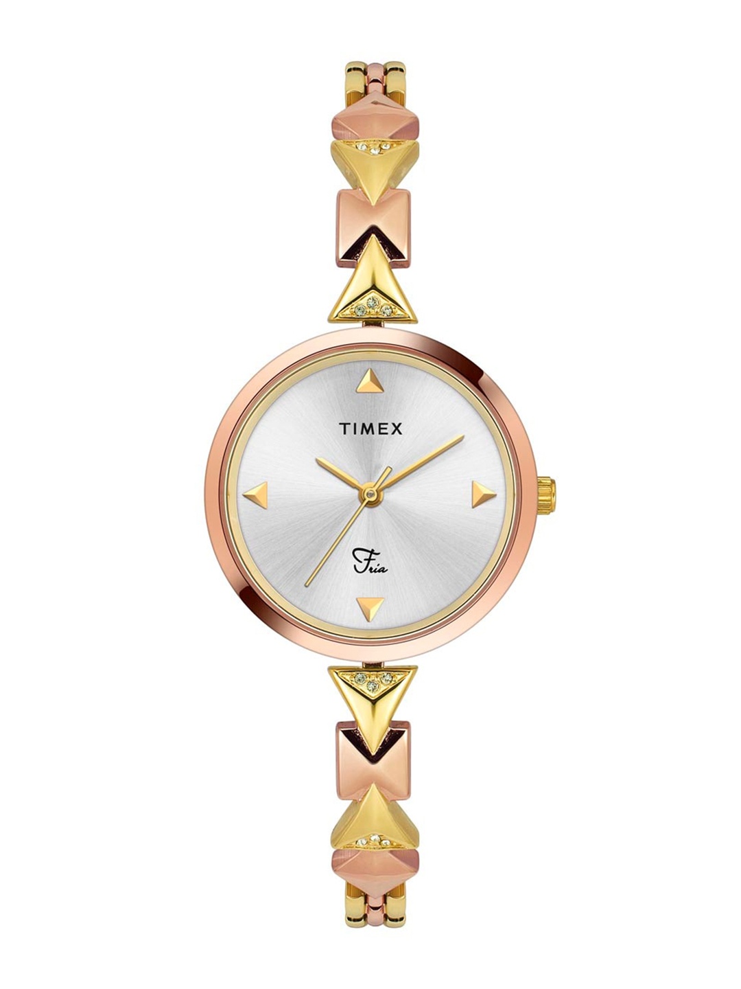 

Timex Women Brass Embellished Dial & Bracelet Style Straps Analogue Watch TWEL18306, Gold