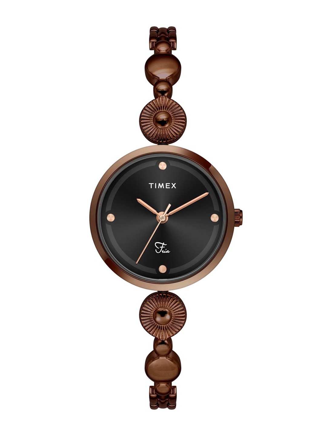 

Timex Women Brass Dial & Bracelet Style Straps Analogue Watch TWEL18204, Black