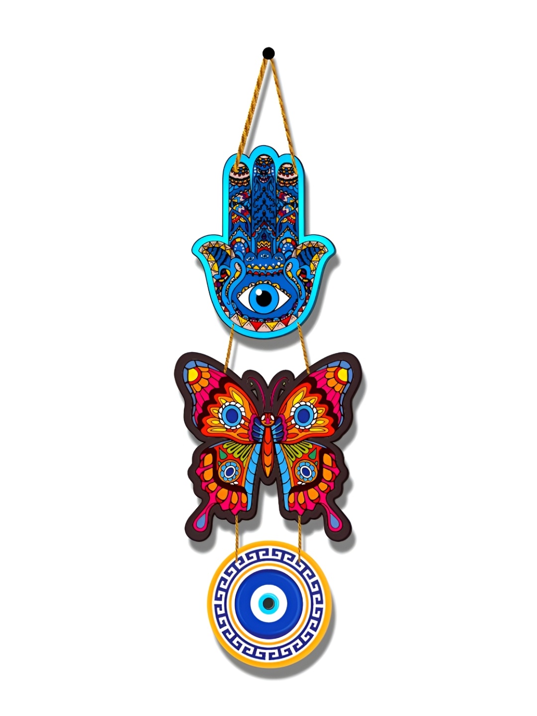 

Home Delight Blue & Red Printed Wooden Wall Hanging