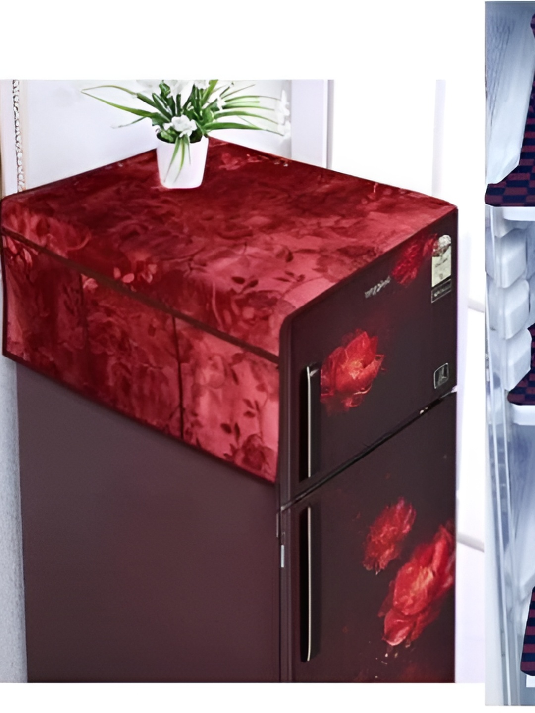 

REVEXO Red & Blue 4 Pieces Printed Refrigerator Covers