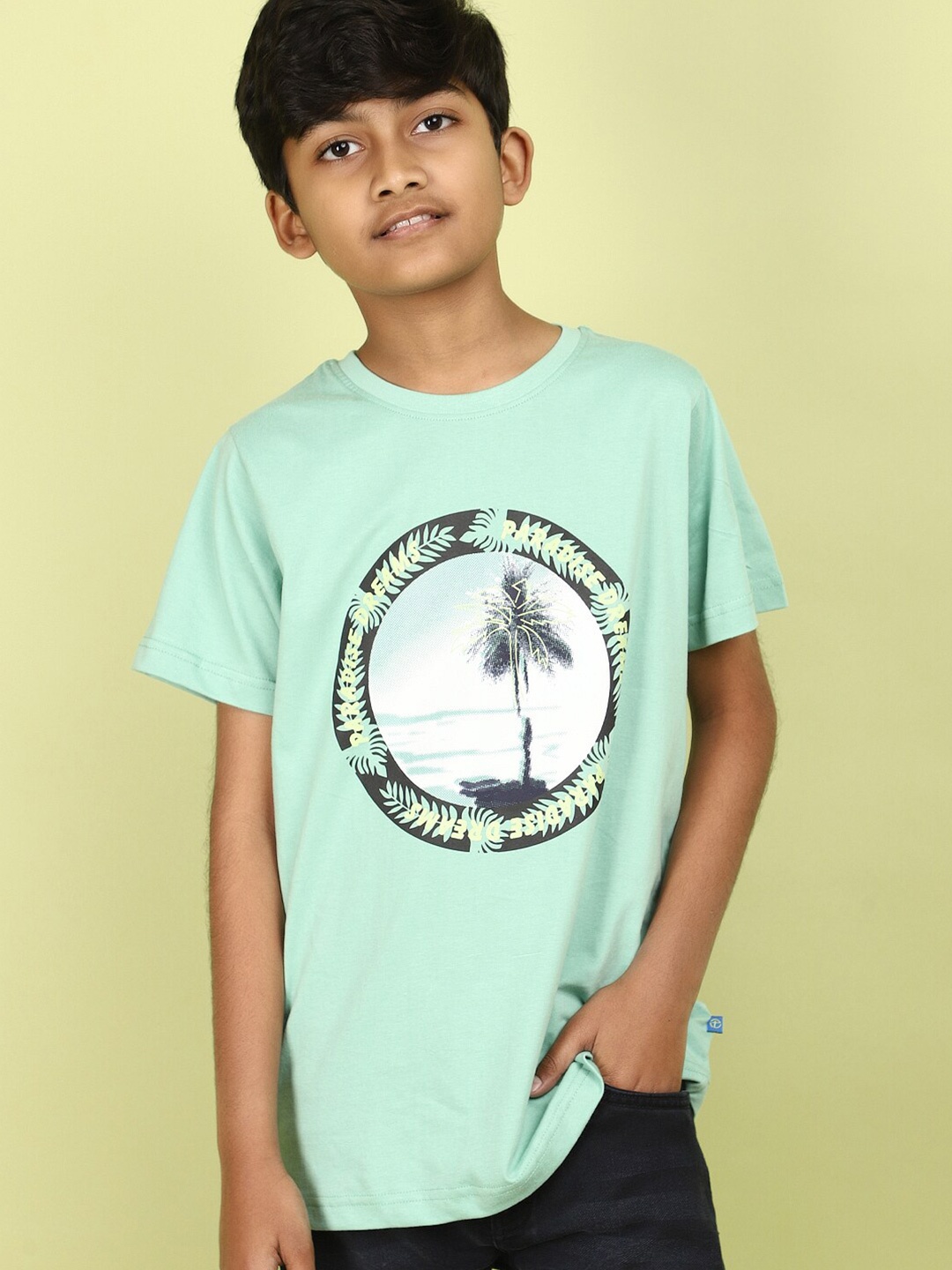 

V-Mart Boys Graphic Printed Cotton T-shirt, Green