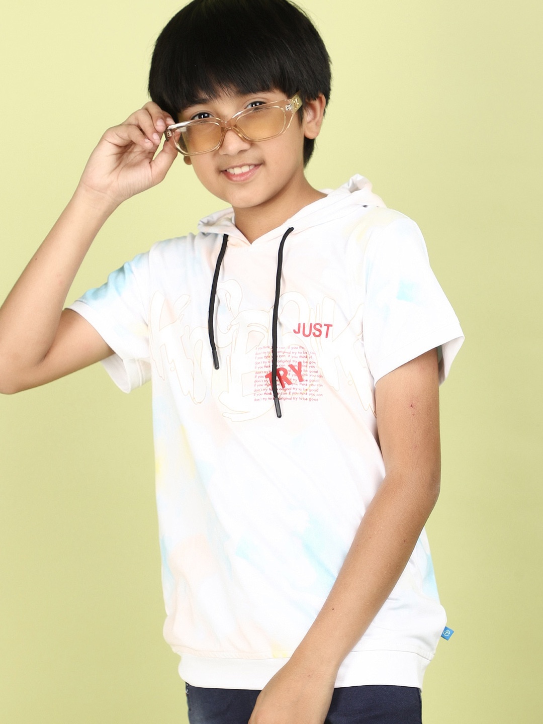 

V-Mart Boys Typography Printed Hooded T-shirt, White