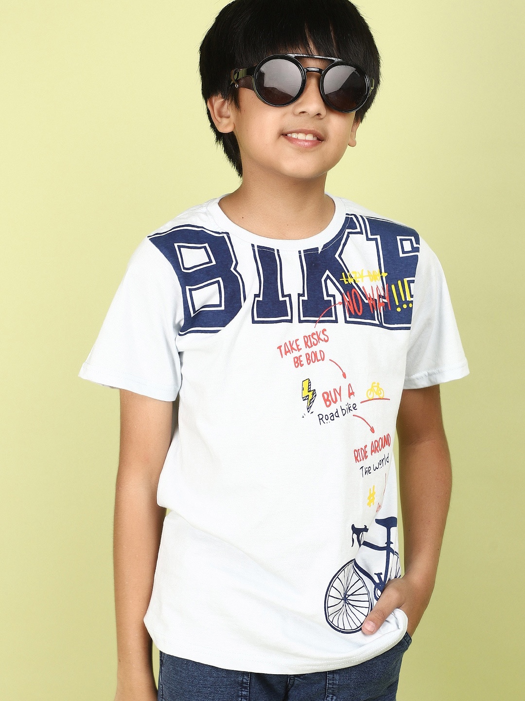

V-Mart Boys Typography Printed Round Neck Cotton T-shirt, Blue