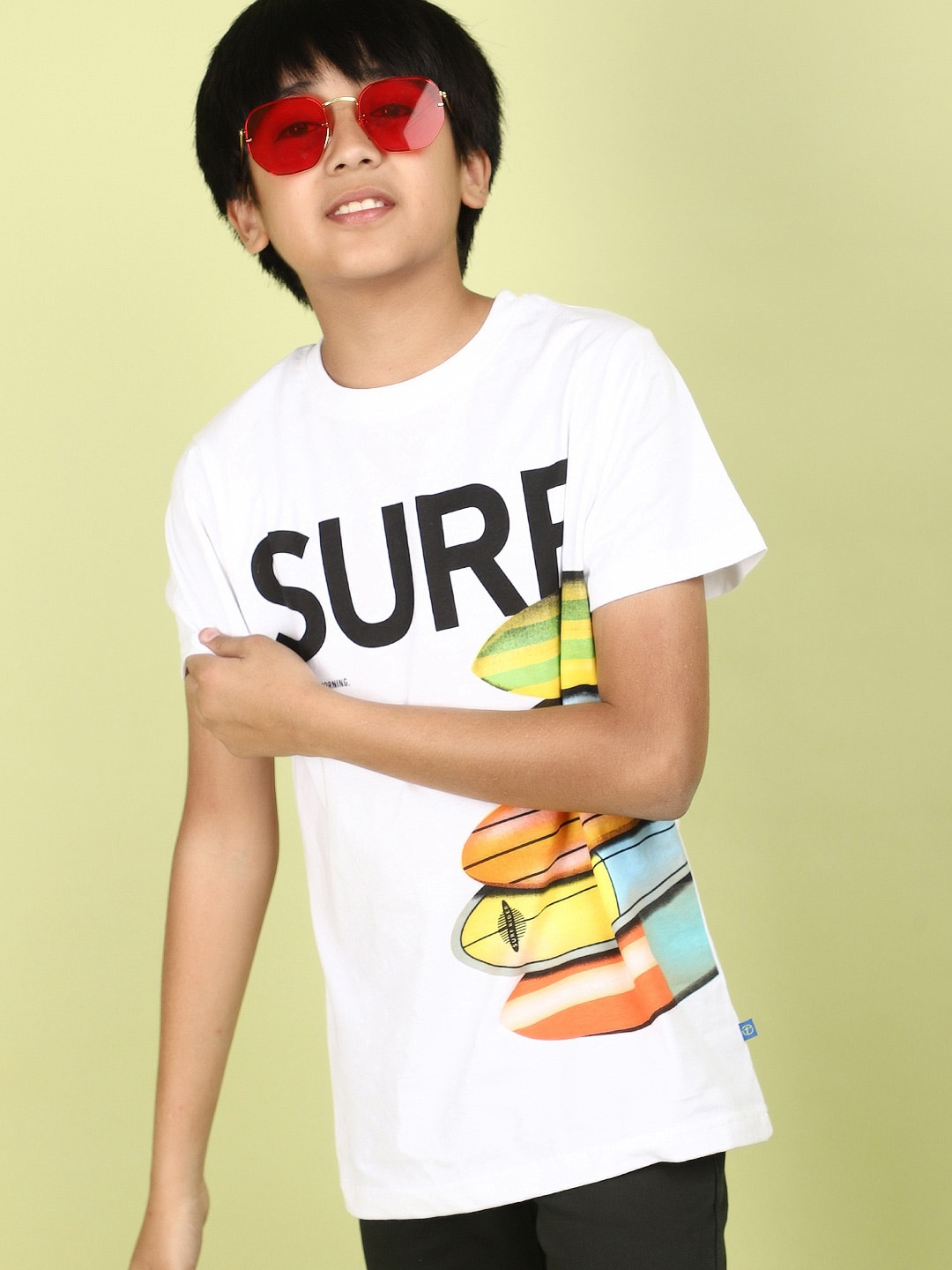 V-Mart Boys Typography Printed Cotton T-shirt, White