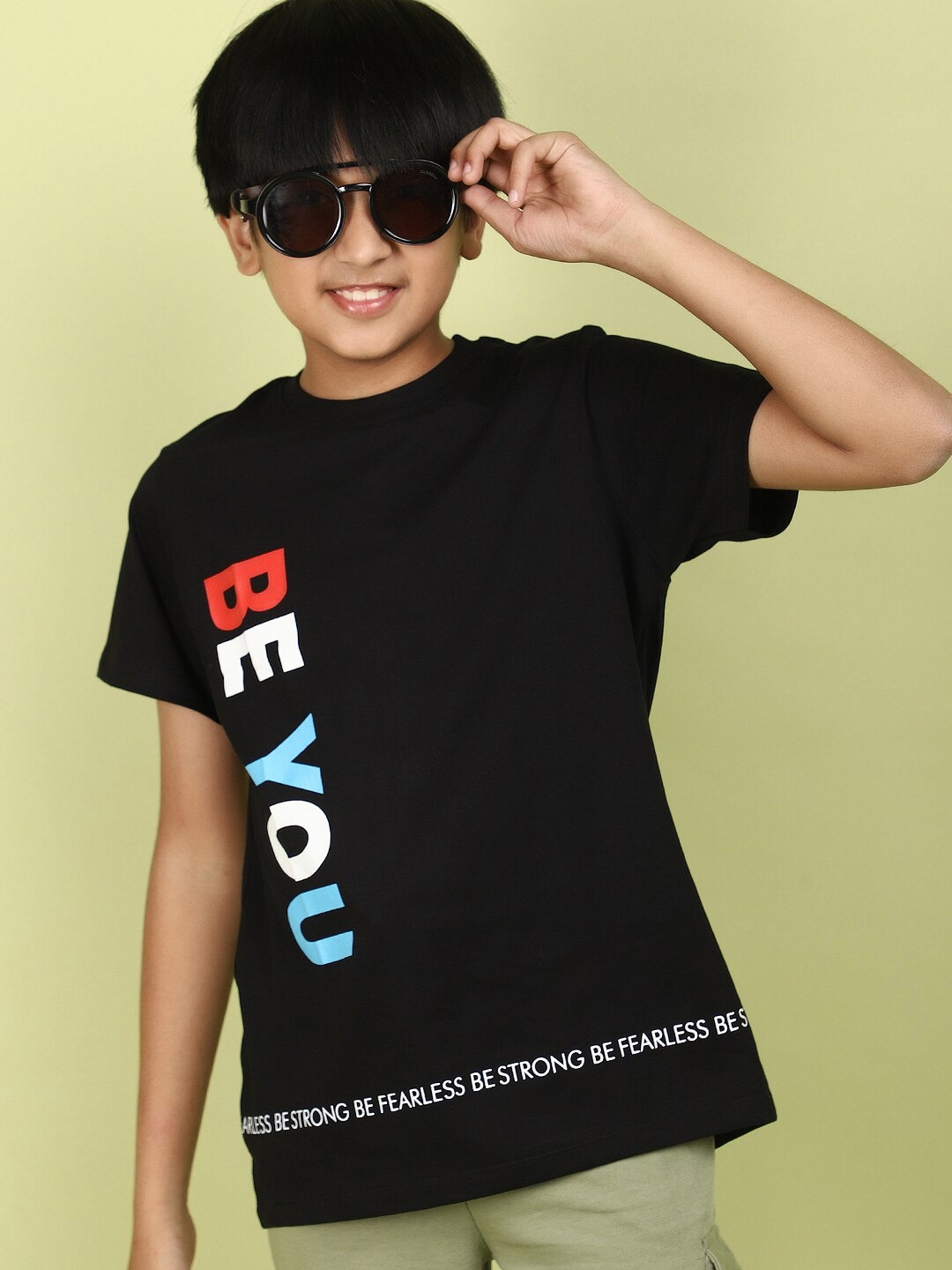 

V-Mart Boys Typography Printed Cotton T-shirt, Black