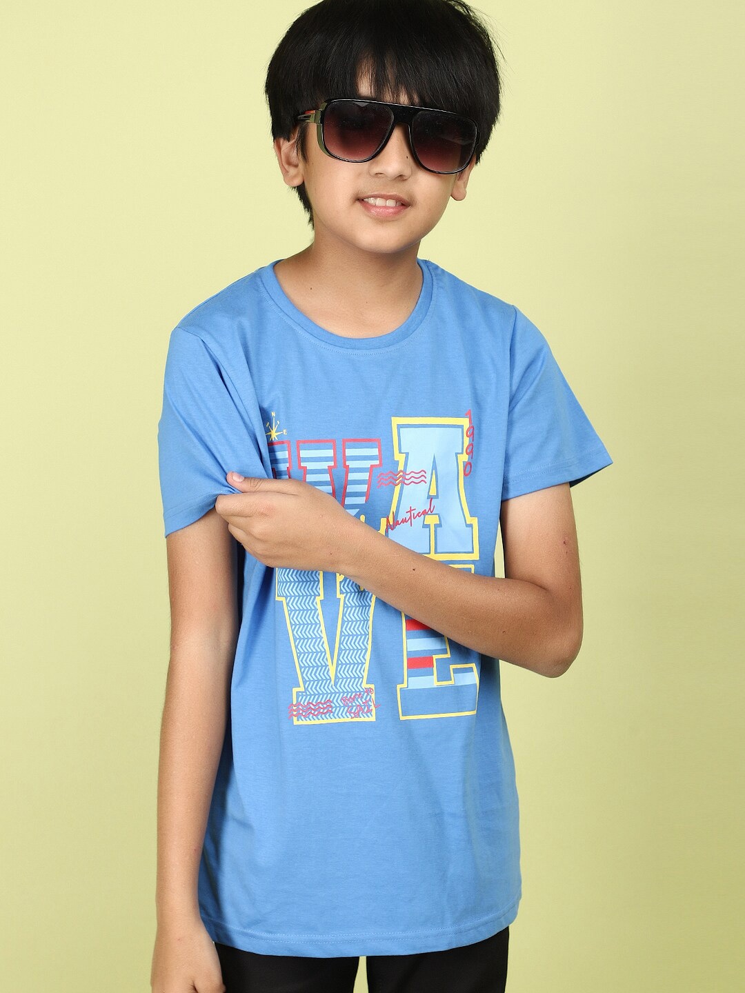 

V-Mart Boys Typography Printed Round Neck Cotton T-shirt, Blue