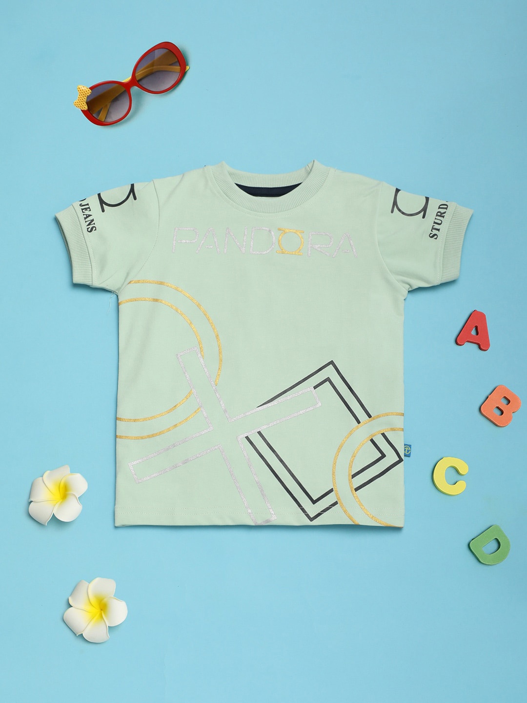 

V-Mart Boys Typography Printed Round Neck Cotton T-shirt, Green