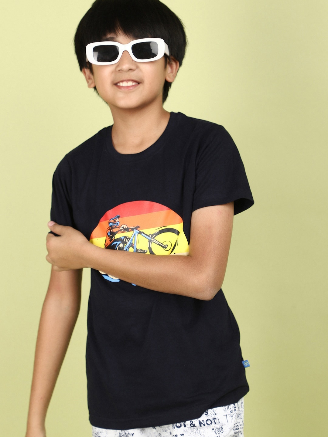 

V-Mart Boys Graphic Printed Round Neck Cotton T-shirt, Navy blue