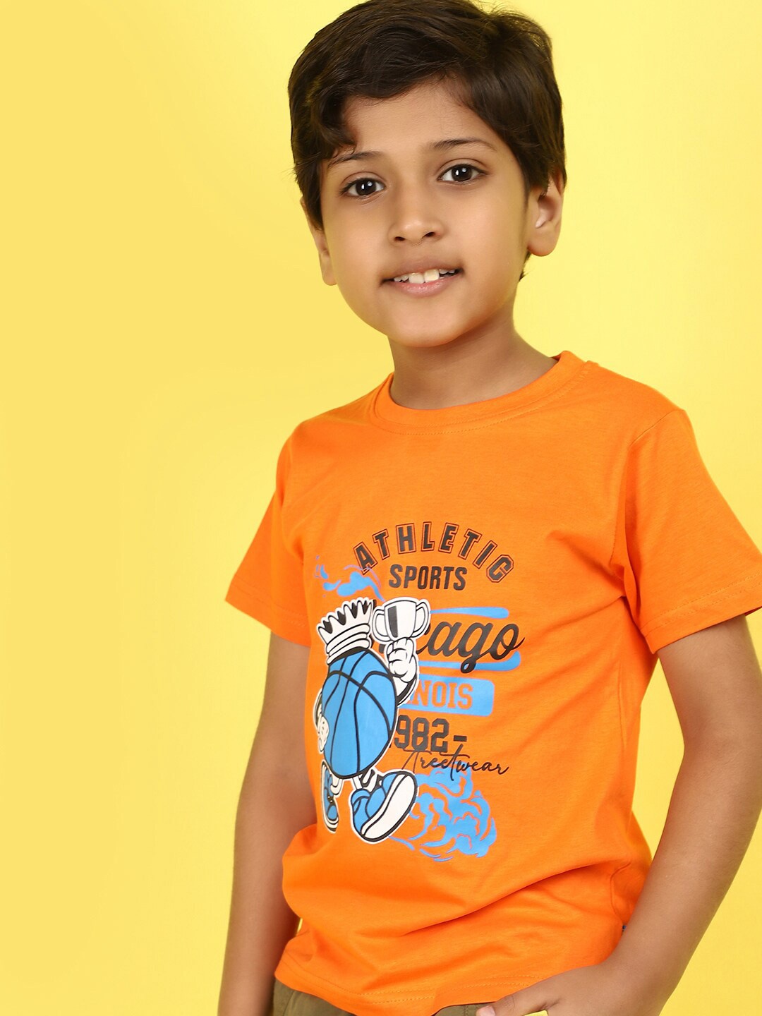 

V-Mart Boys Typography Printed Cotton T-shirt, Orange