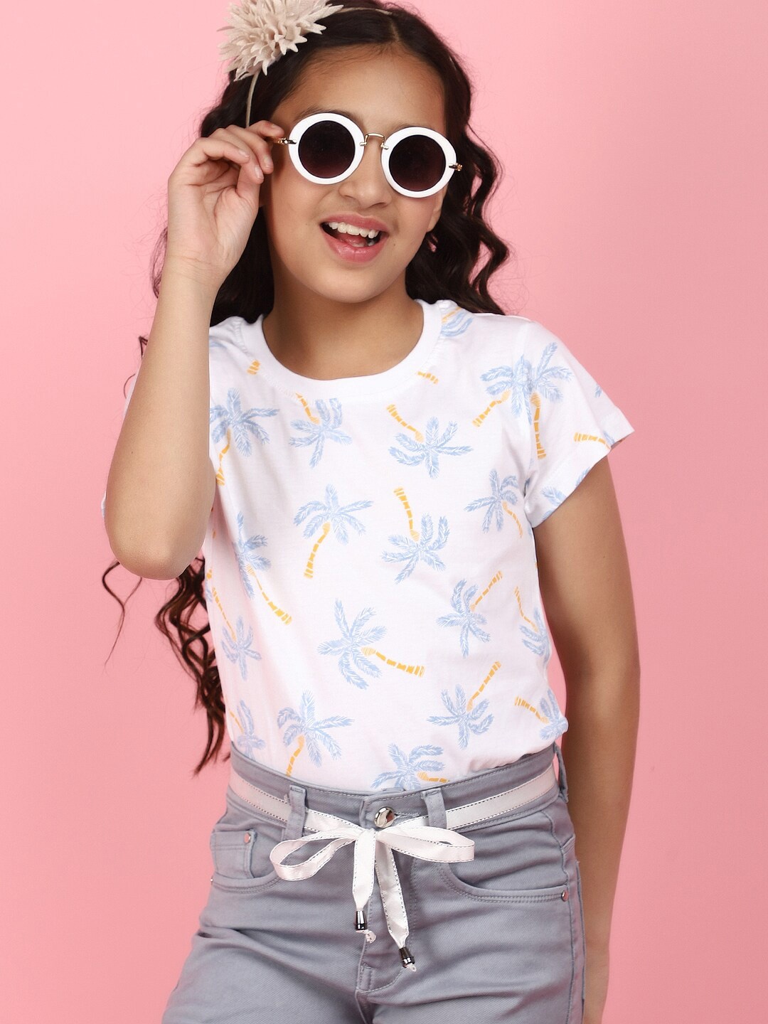 

V-Mart Girls Conversational Printed Cotton T-shirt, White