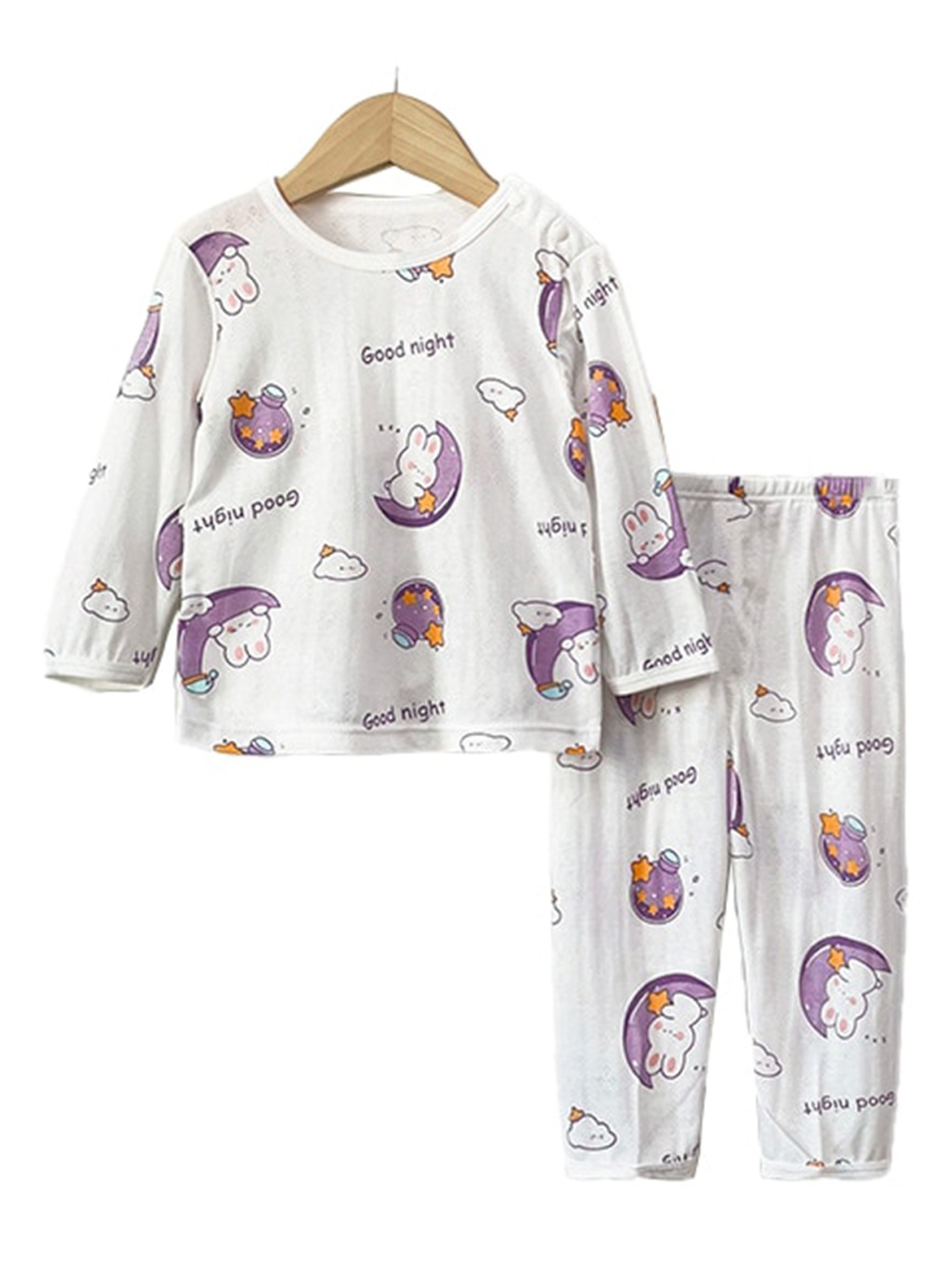 

StyleCast x Revolte Printed Cotton Night Suit, White