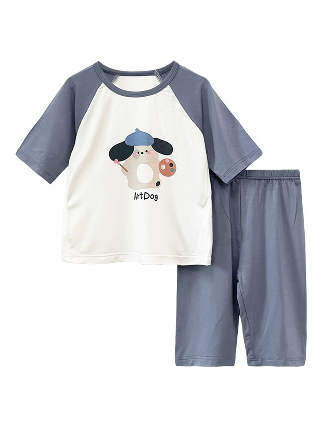 

StyleCast x Revolte Boys Printed Cotton Night Suit, Blue