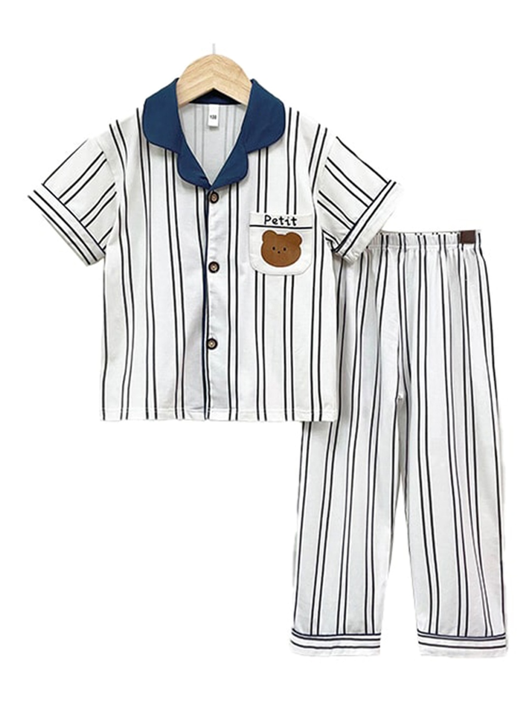 

StyleCast x Revolte Boys Striped Cotton Night Suit, White