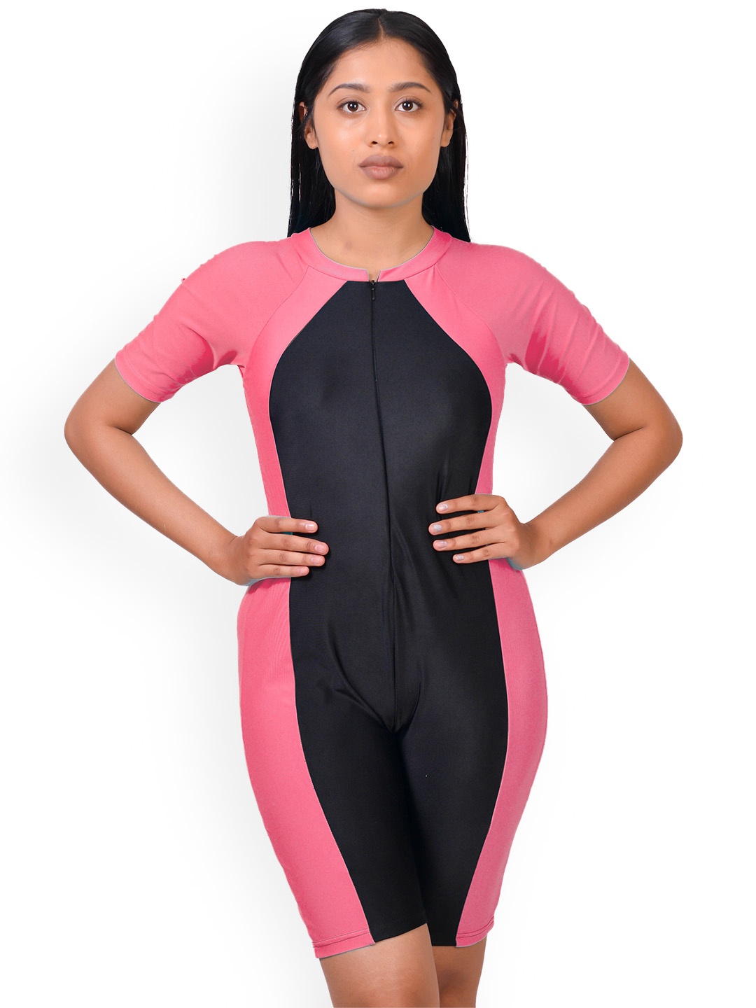 

Fiesta Clara Colourblocked Swimming Legsuit, Pink