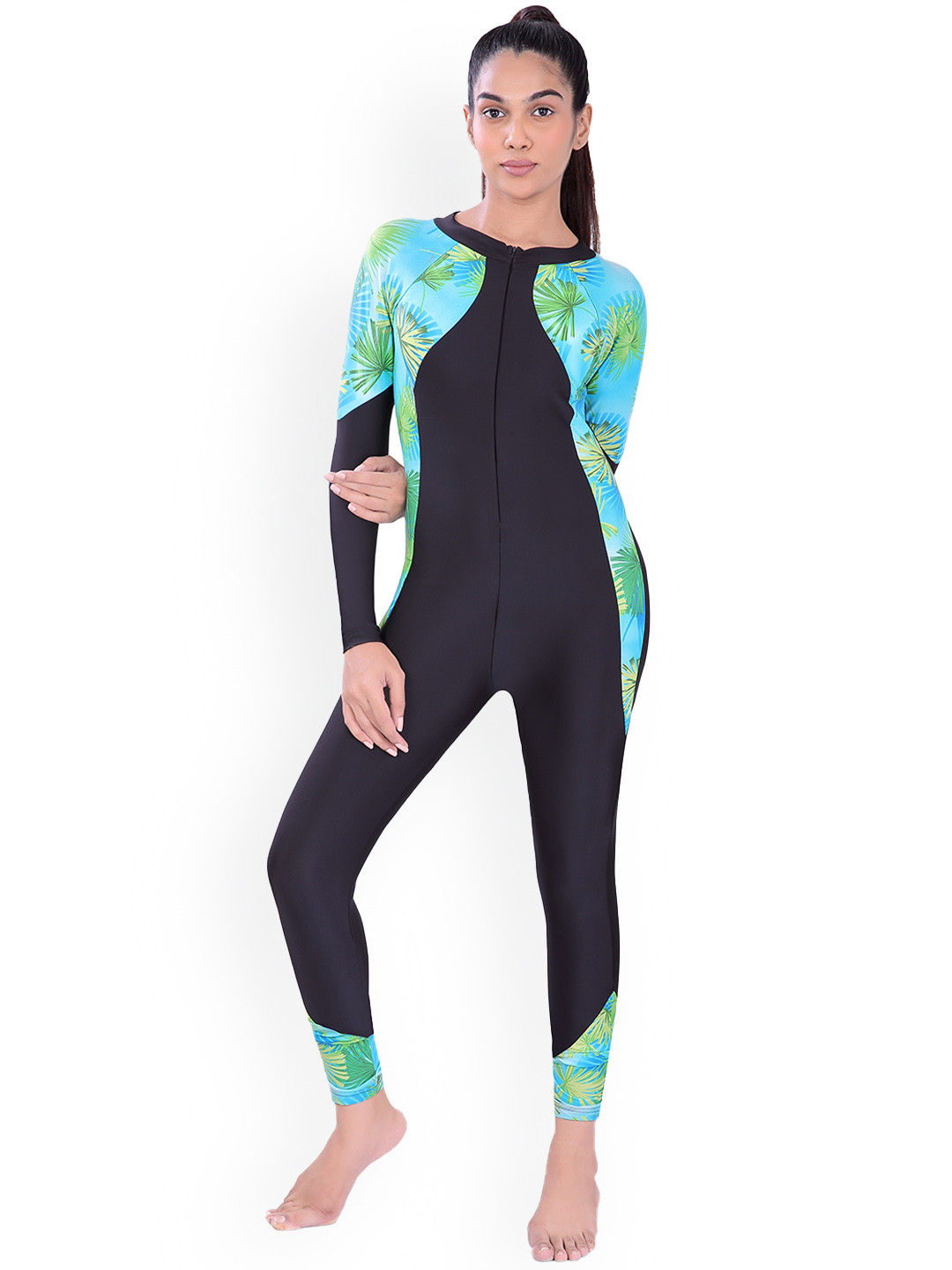 

Fiesta Clara Colourblocked Swimming Legsuit, Blue