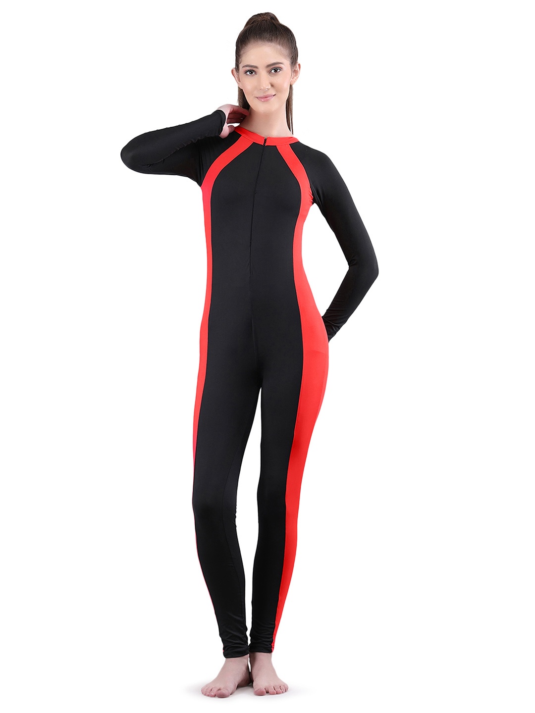 

Fiesta Clara Colourblocked Swimming Legsuit, Peach