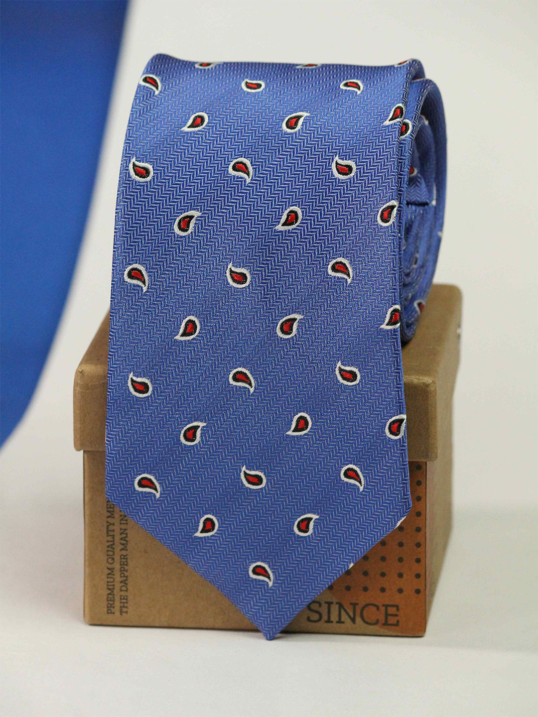 

Tossido Men Woven Design Broad Tie, Blue