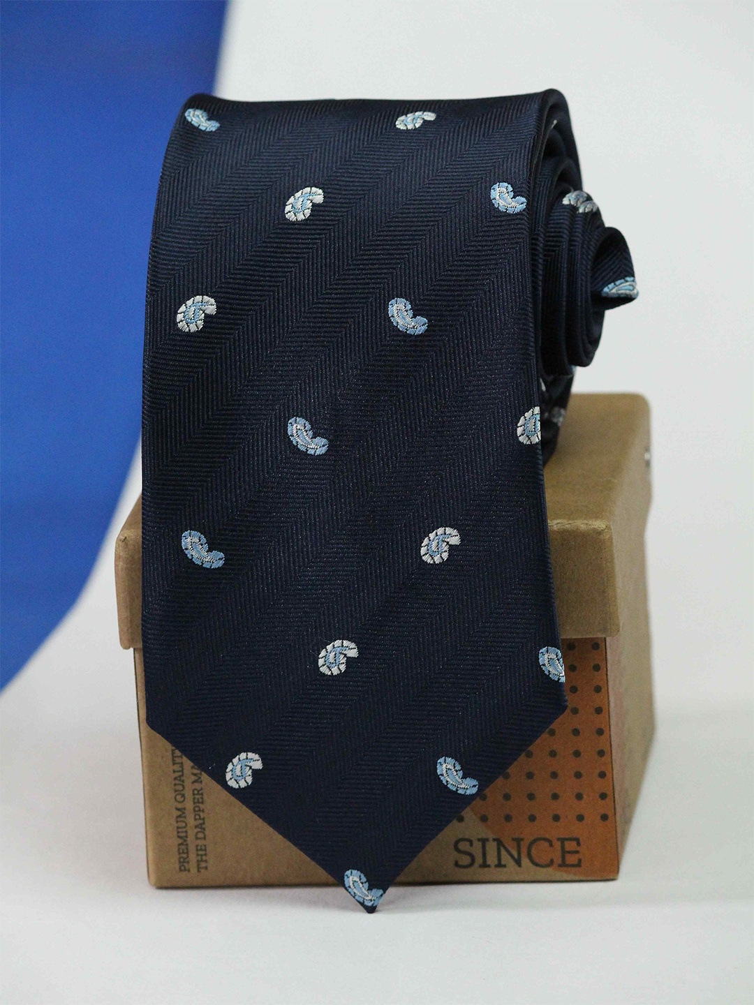 

Tossido Men Woven Design Broad Tie, Blue