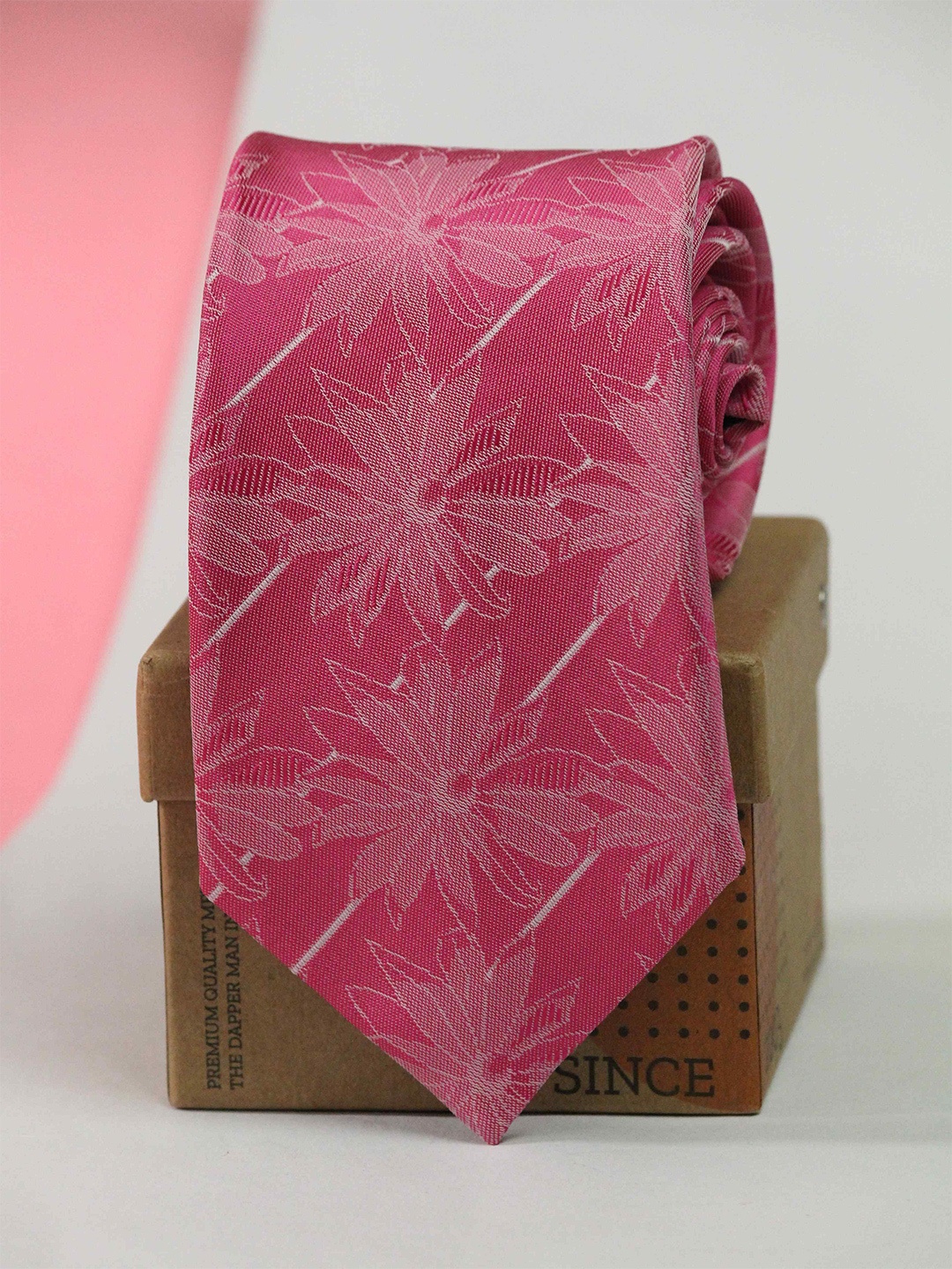 

Tossido Men Woven Design Broad Tie, Pink